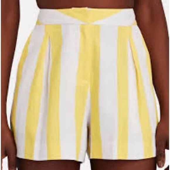 62. LAGENCE NWT $310 Vitoria Linen Shorts Striped Yellow and White Size 0